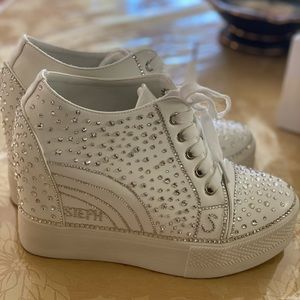 Custom bedazzled sneakers , sneaker wedges.